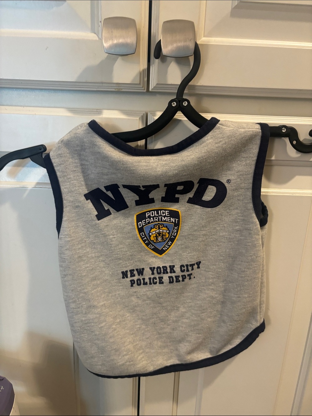 NYPD Pet Tank Top in Gray with Navy Trim